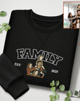Custom Photo Embroidered Family Sweatshirt, Personalised Portrait Crewneck Jumper Oversize The Crew Name Embroidery, Christmas Birthday Gift