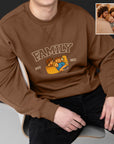 Custom Photo Embroidered Family Sweatshirt, Personalised Portrait Crewneck Jumper Oversize The Crew Name Embroidery, Christmas Birthday Gift