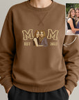 Custom Photo Embroidered Mum Sweatshirt, Personalised Family Portrait Jumper, Oversized Crewneck Name Embroidery, Mother's Day, Gift for Mom