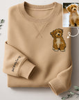 Custom Photo Embroidered Unisex Beige Sweatshirt, Personalised Pet, Couple, Family Portrait Jumper, Unisex Oversized Crewneck Name Embroidery Gift