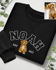 Custom Photo & Name Embroidered Pet Sweatshirt, Personalised Crewneck Jumper Oversize Dog, Cat Portrait Embroidery, Christmas Birthday Gift