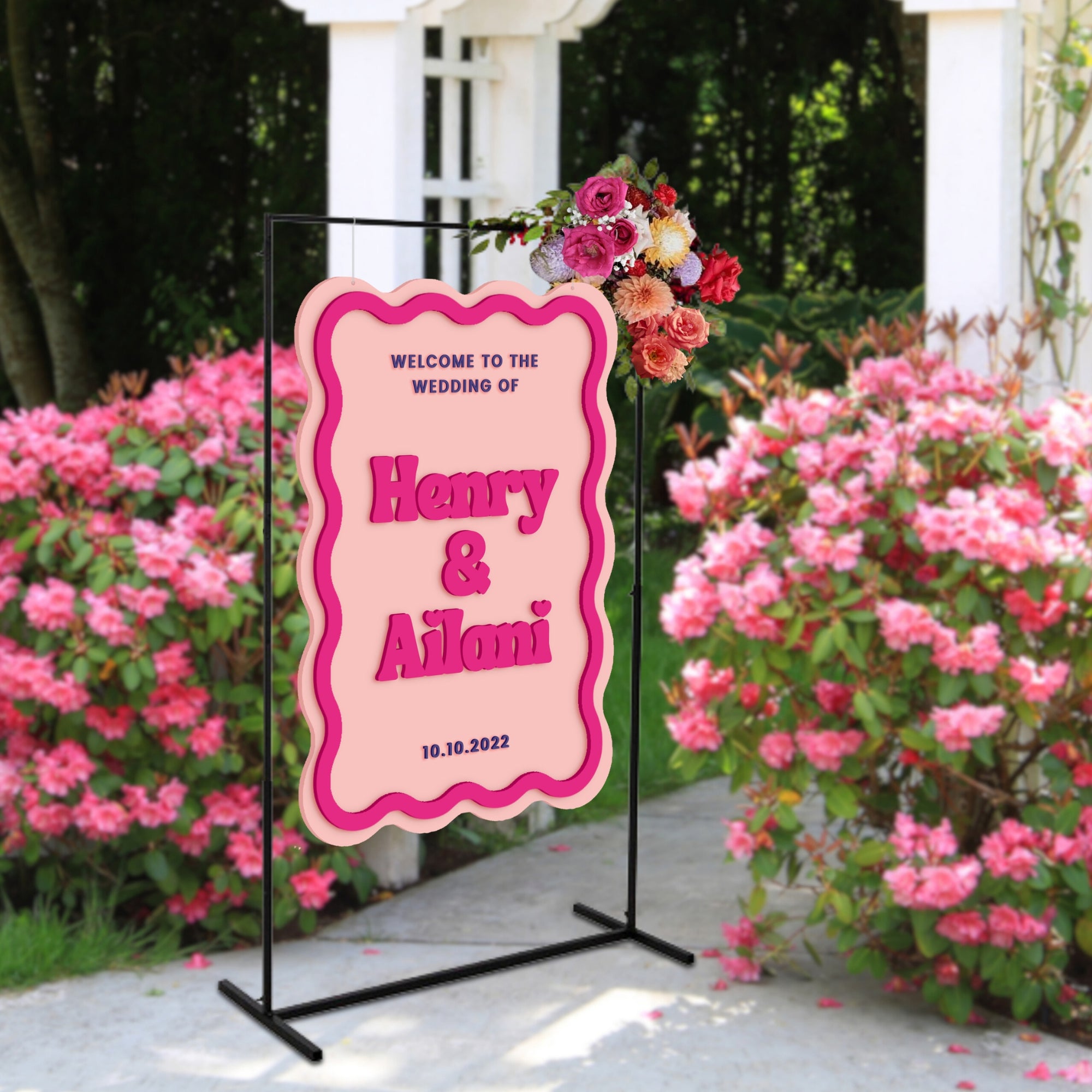 Custom Double Acrylic Wave Wedding Welcome 3D Sign, Personalised Mirror Name, Hens Party/ Engagement/ Bridal Shower/ Birthday Signage Decor