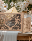 Custom Plywood Acrylic Family Tree Wishing Well Box & Sign, Personalised Name Date Money, Envelope, Card Boxes, Wedding Memory Keepsake Gift