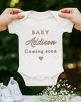 Custom Embroidered Baby Name Short Sleeve Bodysuit, Personalised Christening Keepsake, Birthday Shower, Pregnancy Announcement, New Mom Gift