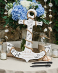 Custom Wooden Anchor Wedding Sign & Rope, Personalised Nautical Guest Book Alternative, Welcome Navy Beach Signage Destination Decor Keepsake