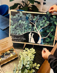 Custom Wood Acrylic Tree of Colour Leaves & Couple Silhouette Wedding Drop Box, Personalised Guest Book Alternative, Same Sex Marriage Decor