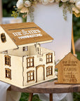 Custom Wooden House Wedding Post Box & 3D Acrylic Text, Personalised Rustic Wishing Well Holder, Money Storage, Envelope Card Trinket, Gift