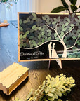 Custom Wood Acrylic Tree of Colour Leaves & Couple Silhouette Wedding Drop Box, Personalised Guest Book Alternative, Same Sex Marriage Decor