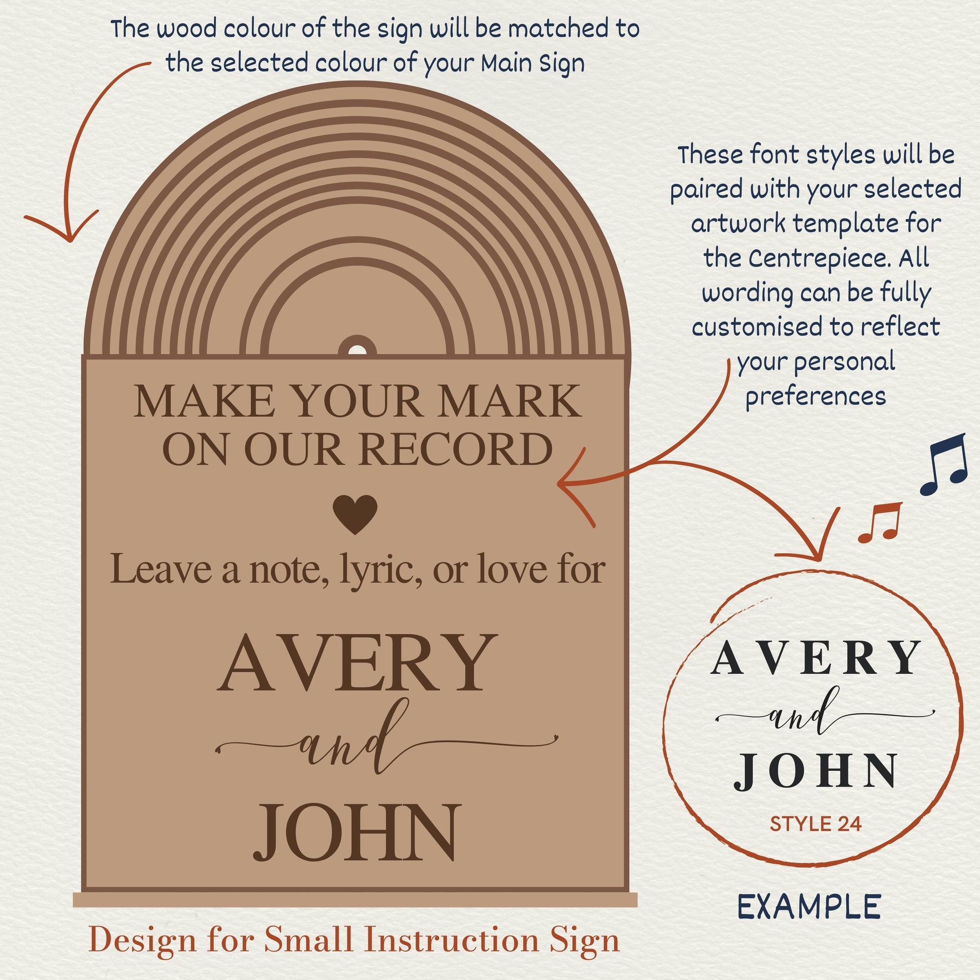 Custom Wooden Record Vinyl Wedding Sign, Personalised Guest Book Alternative Welcome Signage, Music Lovesong Couple Decor, Anniversary Gift