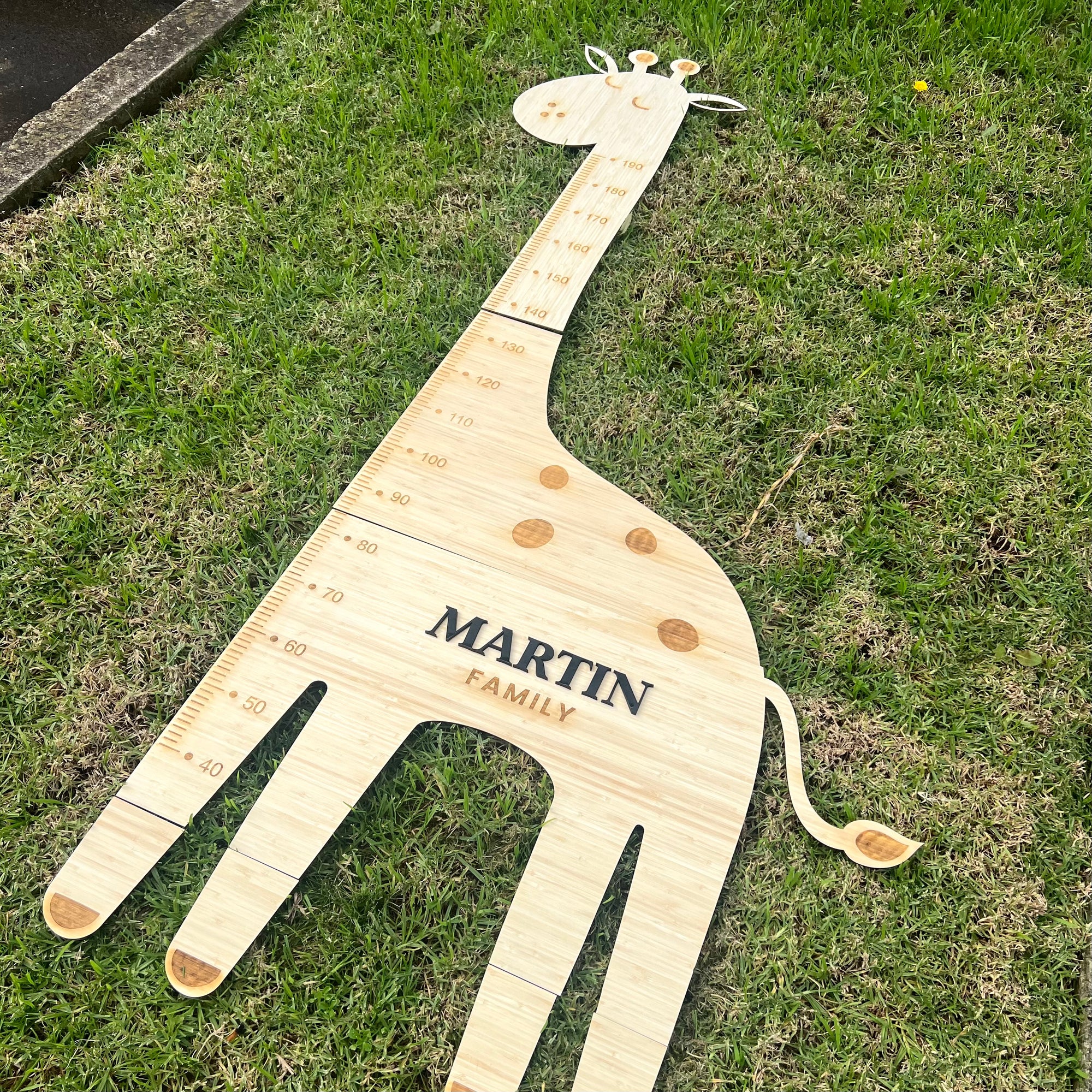 Custom 3D Raised Name Wooden Giraffe Height Chart, Personalised Laser Cut & Engraved Family Growth Metric Ruler Record, Nursery Wall Decor