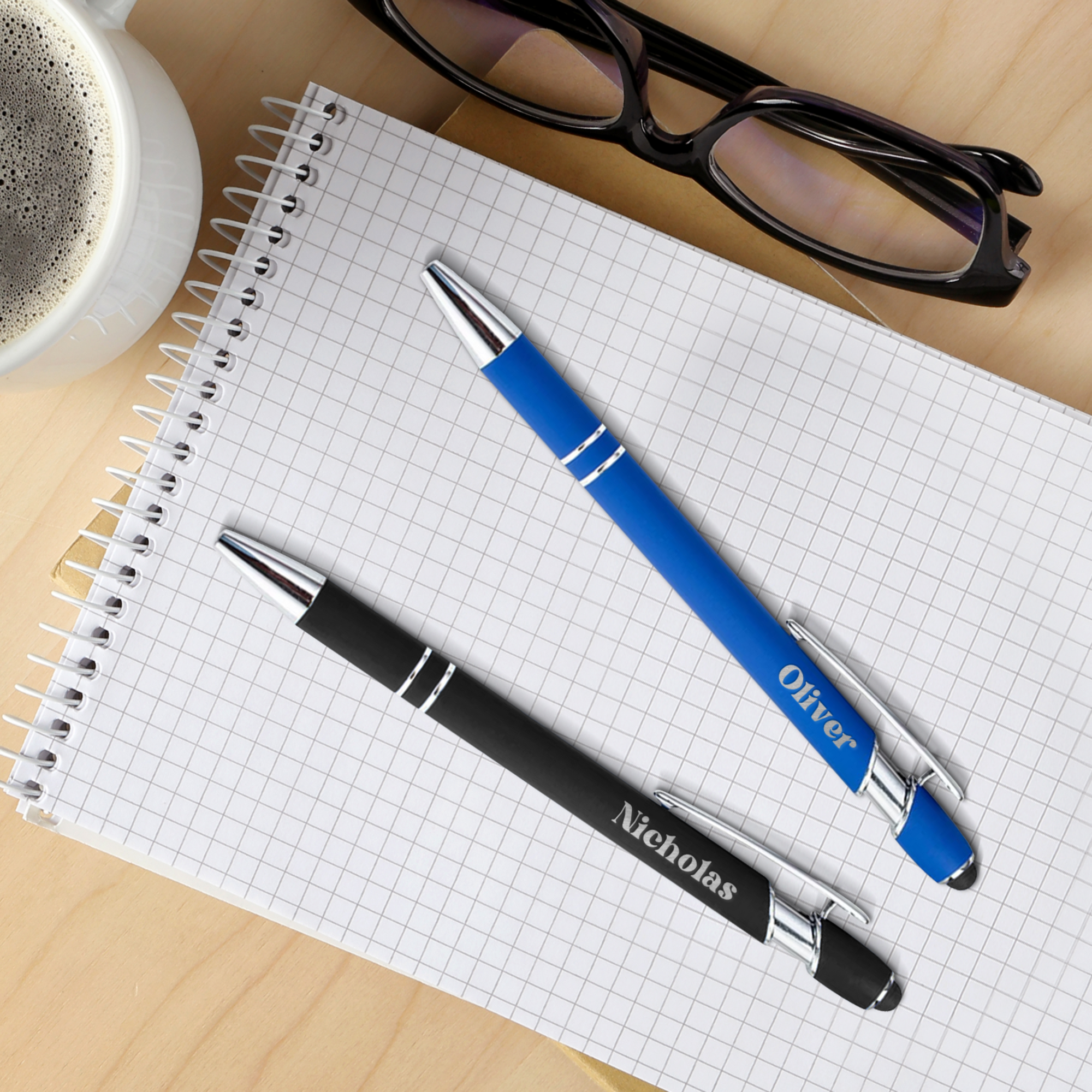 Custom Engraved Metal Ink Pen & Touchscreen Stylus, Personalised Ergonomic Ballpoint Digital Pens, Wedding Favours, Event Corporate Gifts