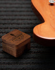 Custom Engraved Walnut Guitar Picks & Engraved Keepsake Box Case Set, Personalised Logo Musicians, Teacher, Student, Wedding, Mom, Dad Gifts