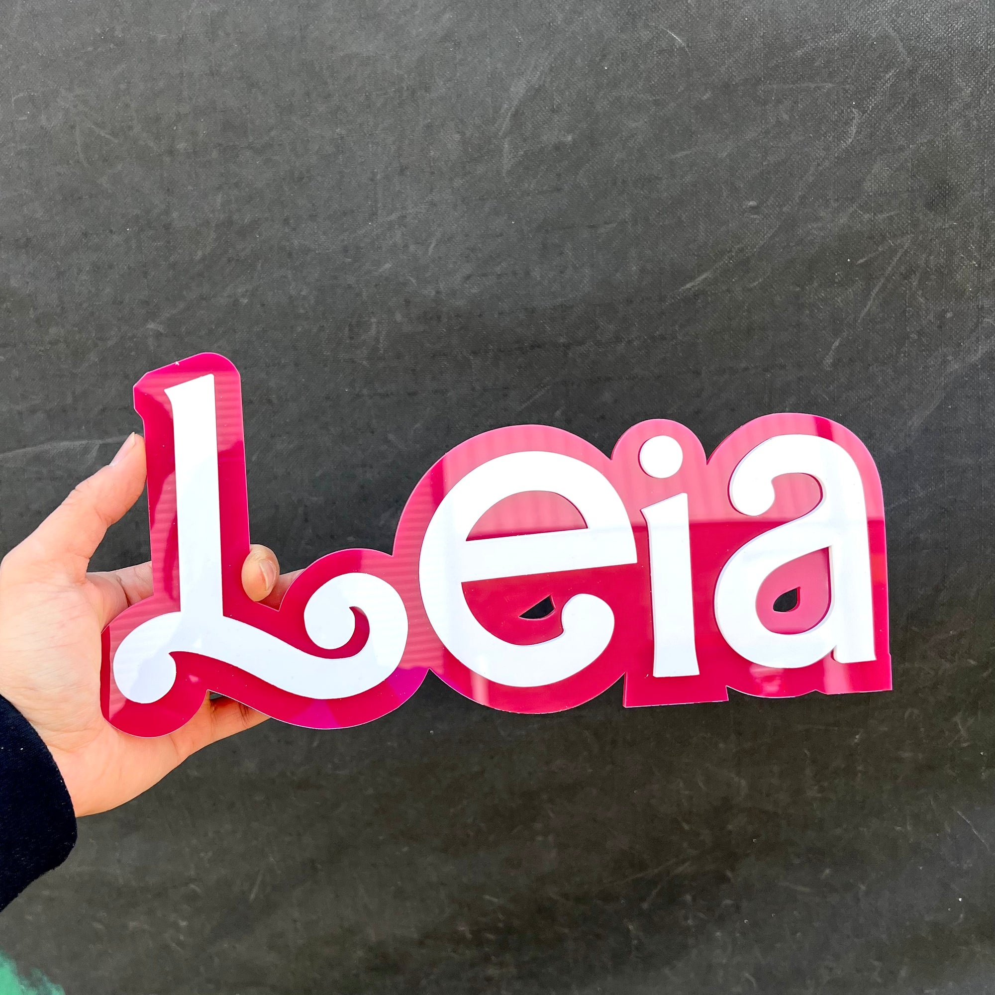 Custom Made Acrylic 3D Double Layered Barbie Script Name Sign, Personalised Kid Names Plaque, Nursery Wall Decor, Gold Mirror Baptism, Christening, Wedding, Event Party Signage