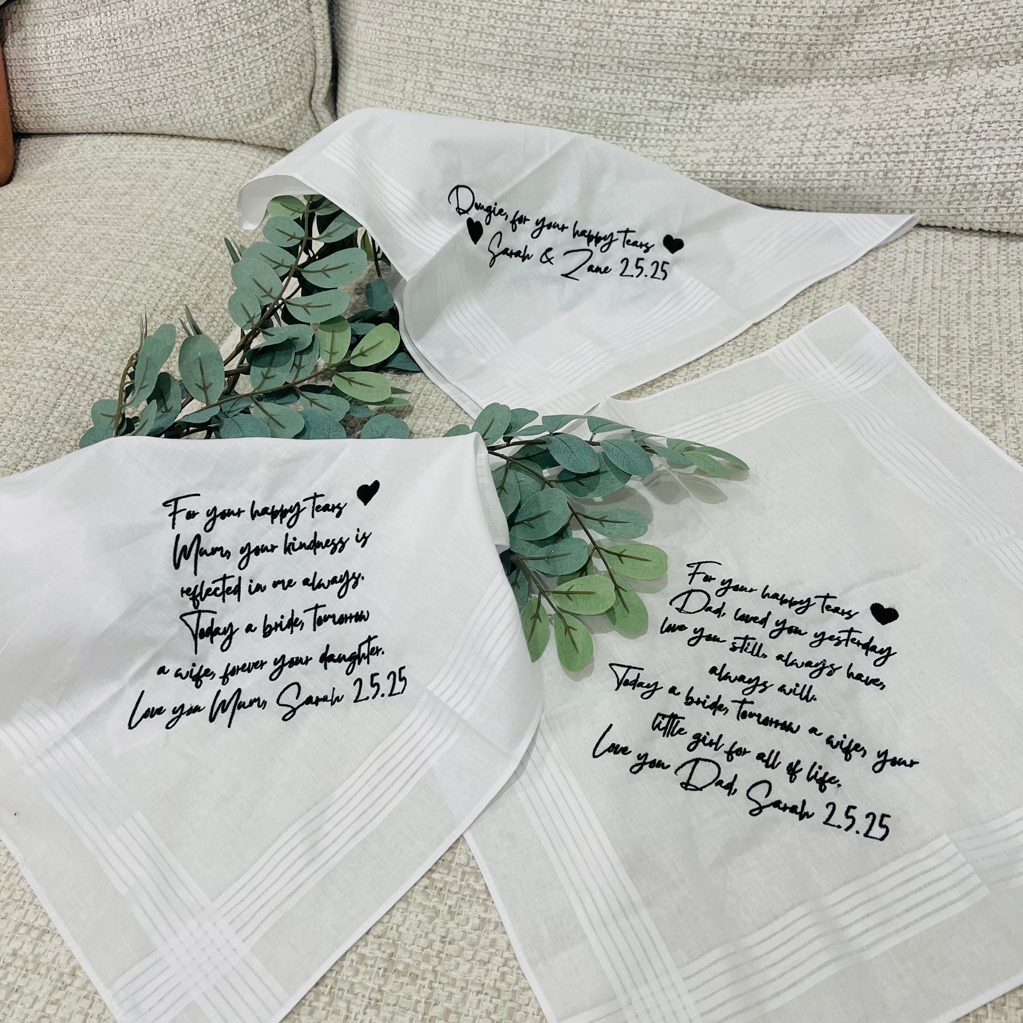 Custom Embroidered Wedding Handkerchief - Unisex