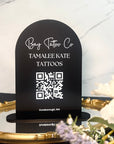 Personalised Acrylic Arch QR Code Scan To Pay Business Sign, Custom UV Print Mirror Spa, Beauty Salon, Cafe Retail Reception Display Signage