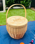 Engraved Picnic Insulated Cooler Carry Wicker Basket, Park, Beach, Garden, Pool, BBQ Travel, Custom Logo Corporate Gift, Housewarming, Wedding Present