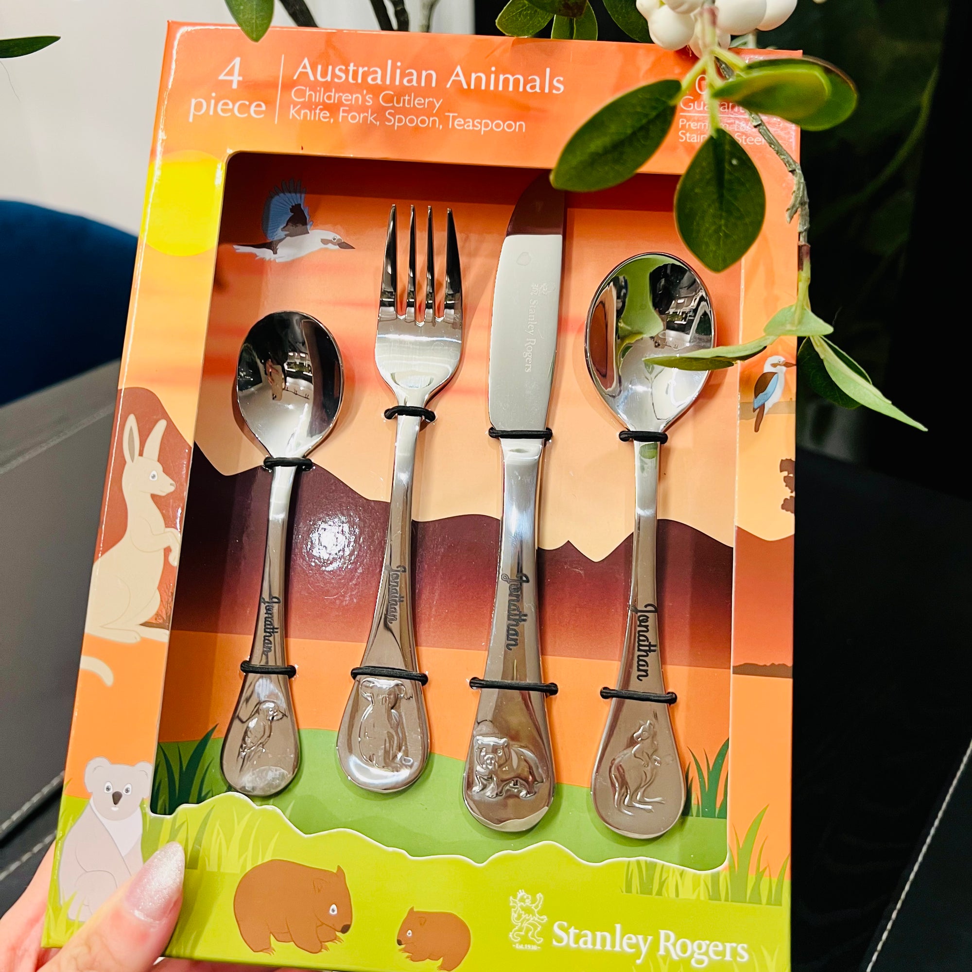 Custom Engraved Kid's Cutlery 4 Piece Set - Australian Animals
