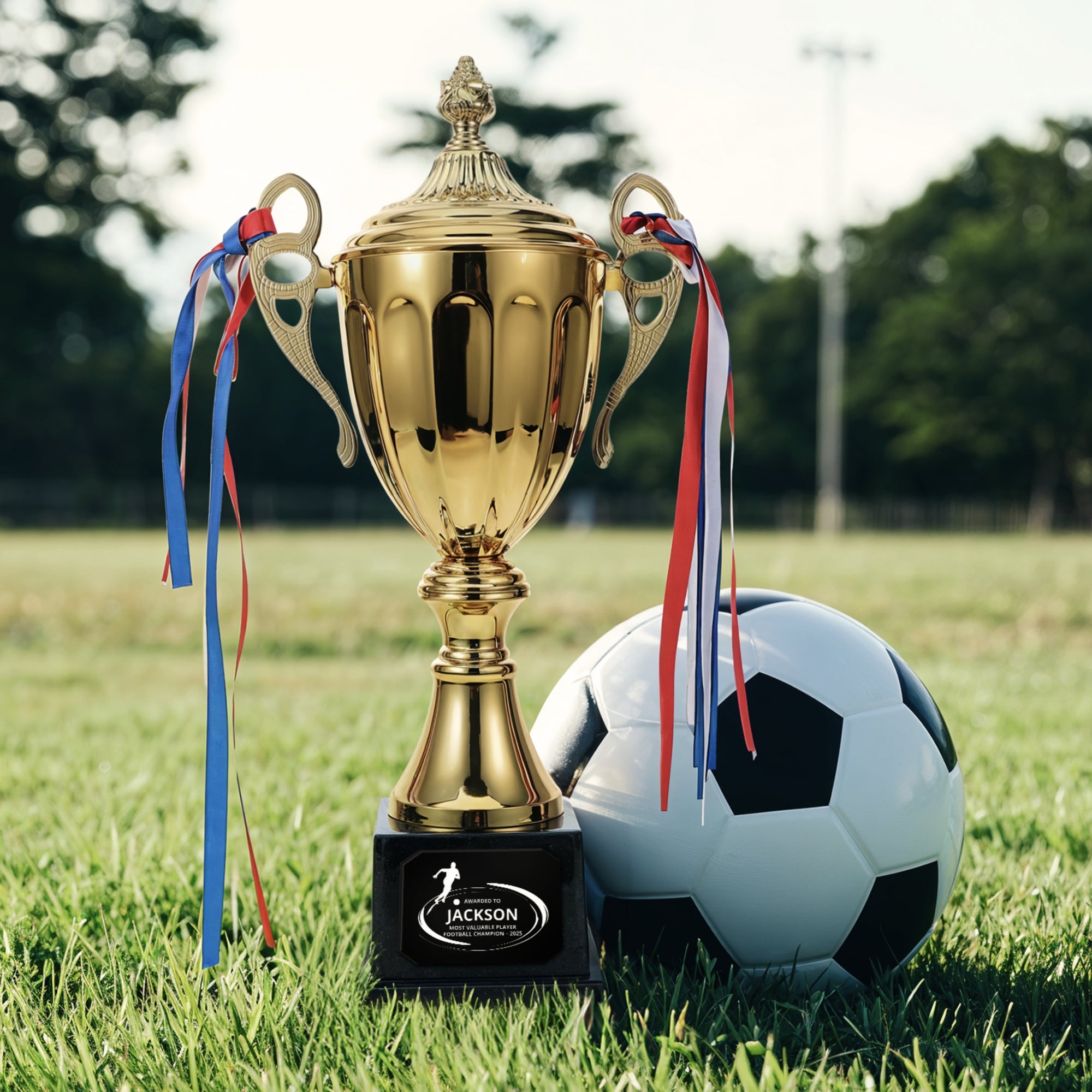 Metal Golden Trophy Cup & Custom Engraved Plaque, Personalised Award Winner, Sport, Staff, Teacher, Employee, Dad Celebration Gift Keepsake