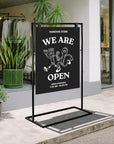 Metal Hanging Strap Swing Frame & Custom Print Aluminum A1 Panel, Outdoor Sidewalk Footpath Retail, Cafe, Restaurant Business Advertise Sign