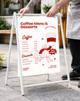 Metal Swing A-Frame & Custom UV Print Aluminum A1 Panel, Outdoor Sidewalk Direction Footpath Retail Cafe, Restaurant Business Advertise Sign