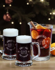Personalised 1.8L Crystal Glass Pitcher & 2 Tankard Beer Mugs, Custom Engraved Brewery Set, Beverage Jug Barware Set Dad Groomsman Xmas Gift