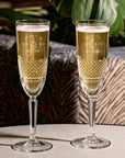 Personalised 190ml Italian Crystal Champagne Goblet Diamond Cut Glass, Custom Engraved Flute RCR Glassware/Barware, Birthday, Wedding Gift