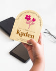 Personalised 3D Acrylic Flower Wooden Magnet, Custom Engraved Thank You, Appreciation Teacher Gift, End of Year/ Grad Coach Mentor Keepsake