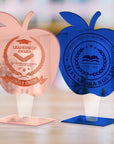Personalised 3D Apple Award Plaque/ Custom Engraved Acrylic School Graduate Teacher Trophy, Sport Coach, Mentor Keepsake Xmas Corporate Gift