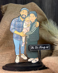 Personalised 3D Wooden Cartoon Family Figurine Display, Custom Print Photo Portrait Caricature Home Decor, Birthday, Anniversary, Xmas Gift
