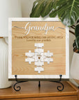 Personalised 3D Dad Puzzle Pieces on Engraved Wooden Block Sign, Birthday, Father's Day Gift, Daddy, Grandpa Grandad, Family Memory Keepsake