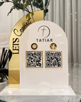 Personalised 3D Raised Acrylic Arch QR Code Social Connect Business Sign & Card Holder, Custom Spa, Beauty, Cafe, Reception Display Signage