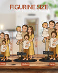 Personalised 3D Wooden Cartoon Family Figurine Display, Custom Print Photo Portrait Caricature Home Decor, Birthday, Anniversary, Xmas Gift