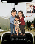 Personalised 3D Wooden Cartoon Family Figurine Keyring, Custom Print Photo Portrait Caricature Car Charm Birthday Mom Dad Keepsake Xmas Gift