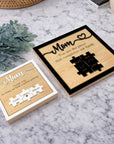 Personalised 3D “You’re the Piece That Holds Us Together” Mum Puzzle on Engraved Wooden Block Sign, Mother's Day Gift for Mom Grandma Granny