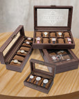 Personalised 3, 6, 10, 12 Slots Watch Display Wooden Case Box, Custom Engraved Men Accessories Storage, Groomsman Dad Mom Birthday Xmas Gift