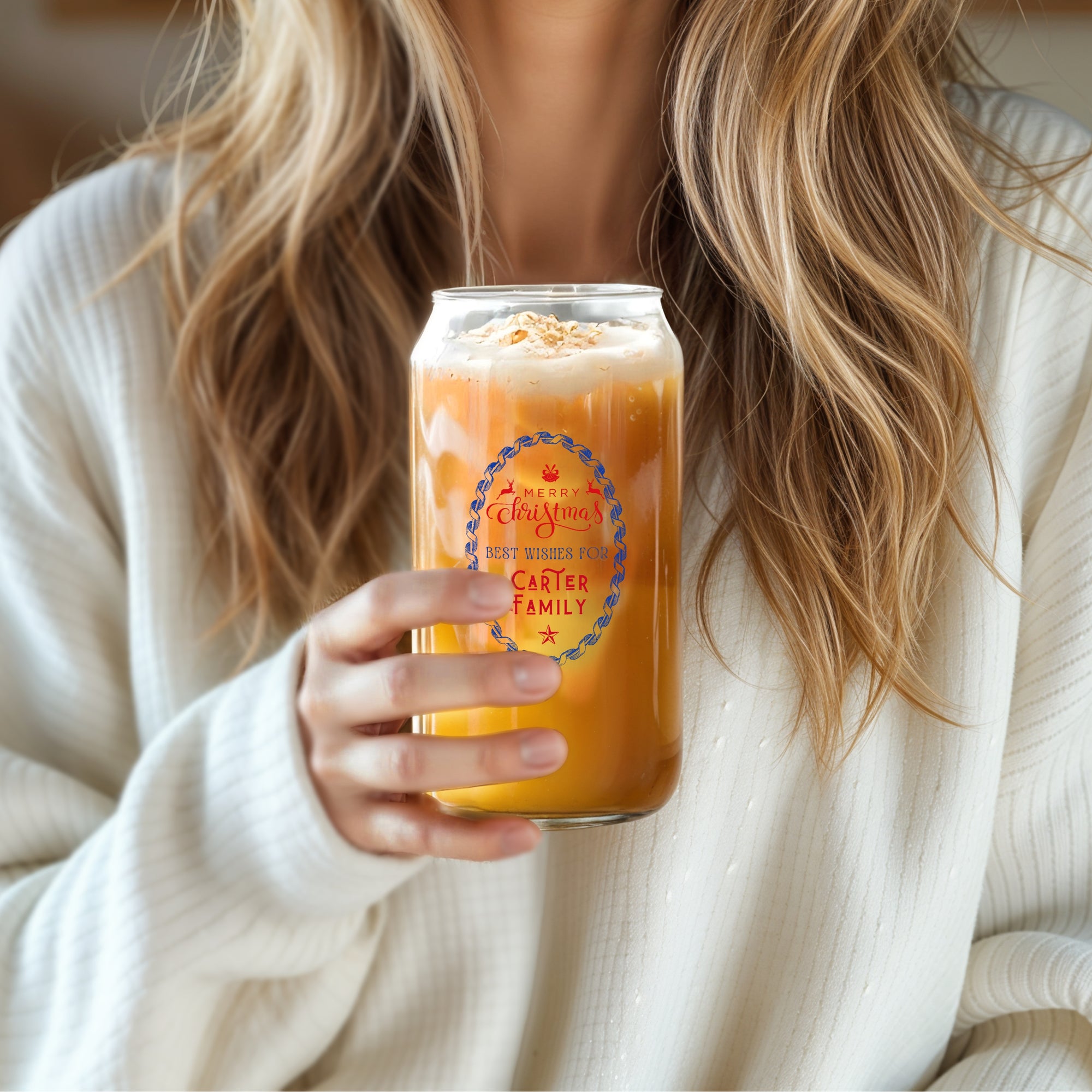 Personalised 470ml Christmas Photo Can Glass, Customised Kid Beverage Tumbler Coffee Cup Logo Corporate Gift Xmas Party Decor Festive Favour