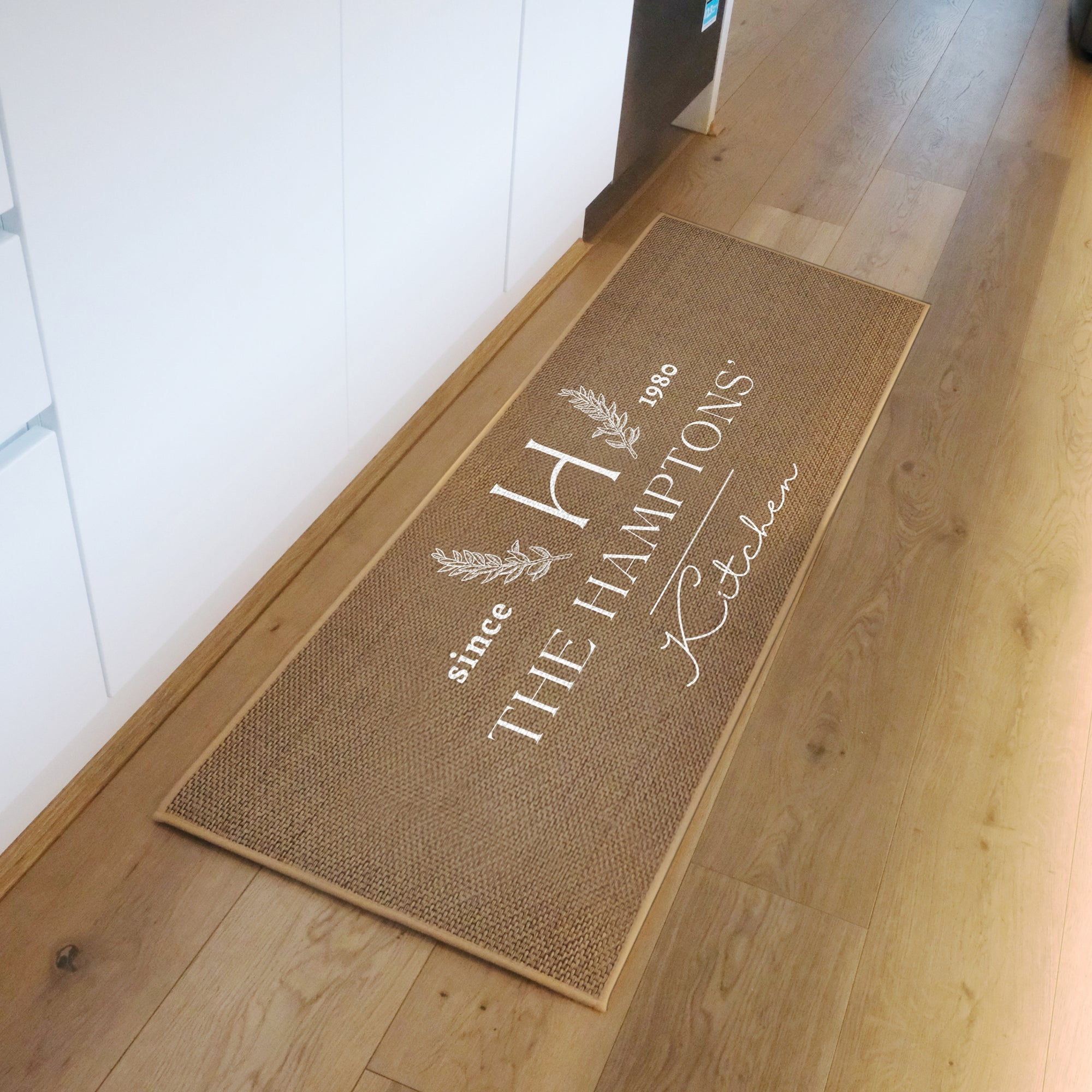 Personalised Woven Indoor Door Mat, Custom Print Anti Slip Washable Kitchen Laundry Welcome Entry Floor Rug Hallway Runner Housewarming Gift