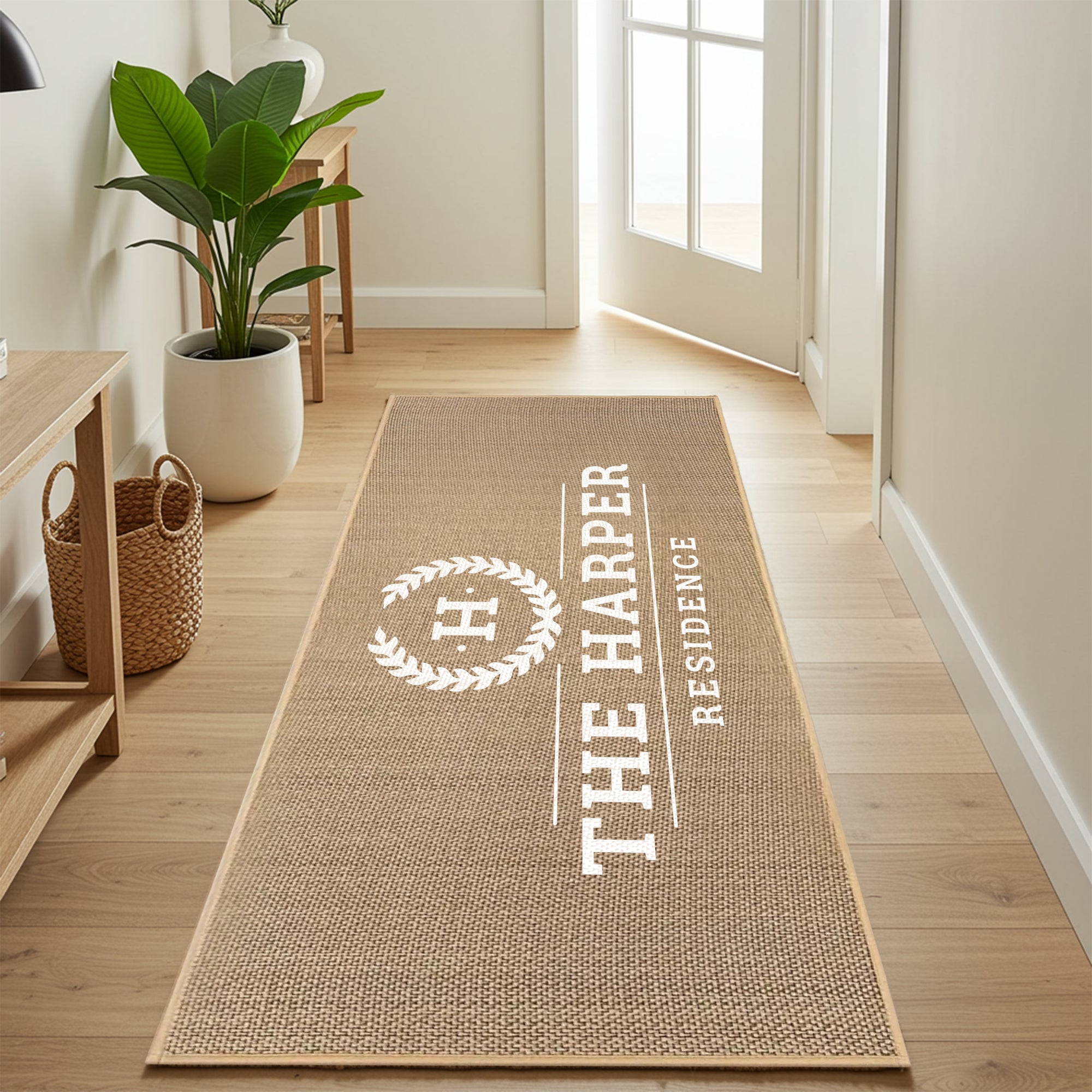 Personalised Woven Indoor Door Mat, Custom Print Anti Slip Washable Kitchen Laundry Welcome Entry Floor Rug Hallway Runner Housewarming Gift