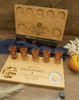 Personalised 5 Crystal Shot Glasses & Custom Engraved Tequila Wooden Flight Board Set, Dad, Bridesmaid Groomsman Wedding Xmas Corporate Gift
