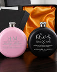 Personalised 5oz Round Hip Flask & Funnel Gift Set for Women, Custom Engraved Wedding Bridesmaid, Lady Birthday, Logo Corporate Keepsake Box