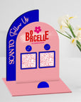 Personalised 3D Raised Acrylic Arch Scan QR Code Social Business Sign & Card Holder, Custom Spa Beauty, Cafe, Reception Logo Display Signage