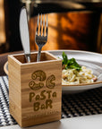 Personalised Bamboo 6 Cooking Utensils & Square Holder Set, Custom Engraved Kitchen Tools Organiser, Mom Grandma Birthday, Housewarming Gift