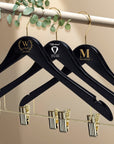 Personalised Wooden Combination Hanger, Gold Pants Clips & Hook, Custom Logo Retail Coat Suit Hangers, Wedding, Housewarming, Corporate Gift