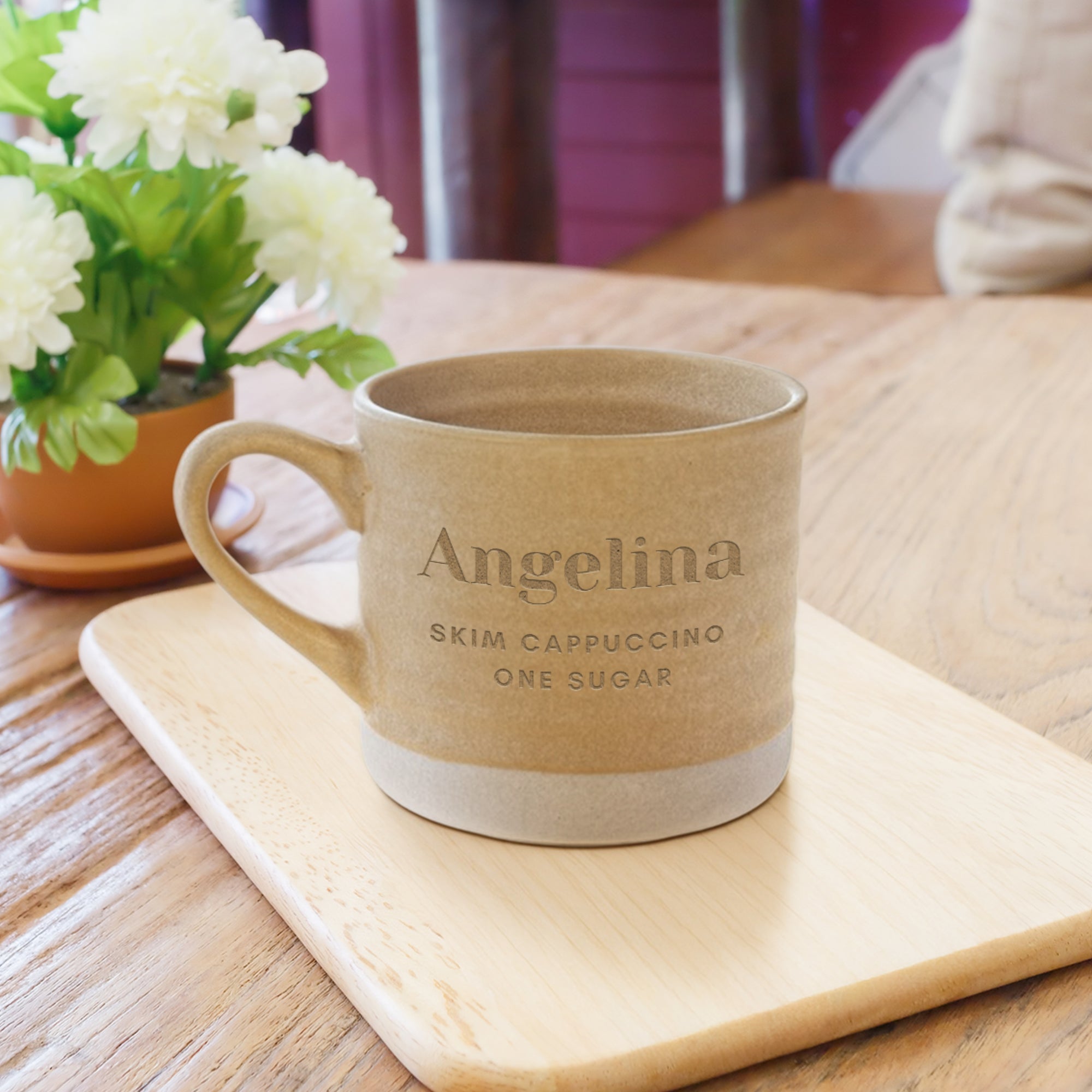 Personalised Ceramic Coffee Mug, Custom Engraved Tea Cup Latte Mug, Porcelain Drinkware Wedding Favour Mum Dad Birthday, Xmas Corporate Gift