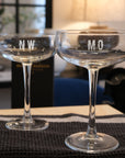 Personalised Champagne Coupe Glasses, Custom Engraved Bar Glassware, Groomsman Wedding, Birthday Corporate Gift