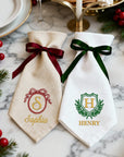 Personalised Christmas Linen Napkin, Custom Embroidered Holiday Dinner Towel, Festive Name Place Setting, Xmas Table Decor, Family Host Gift