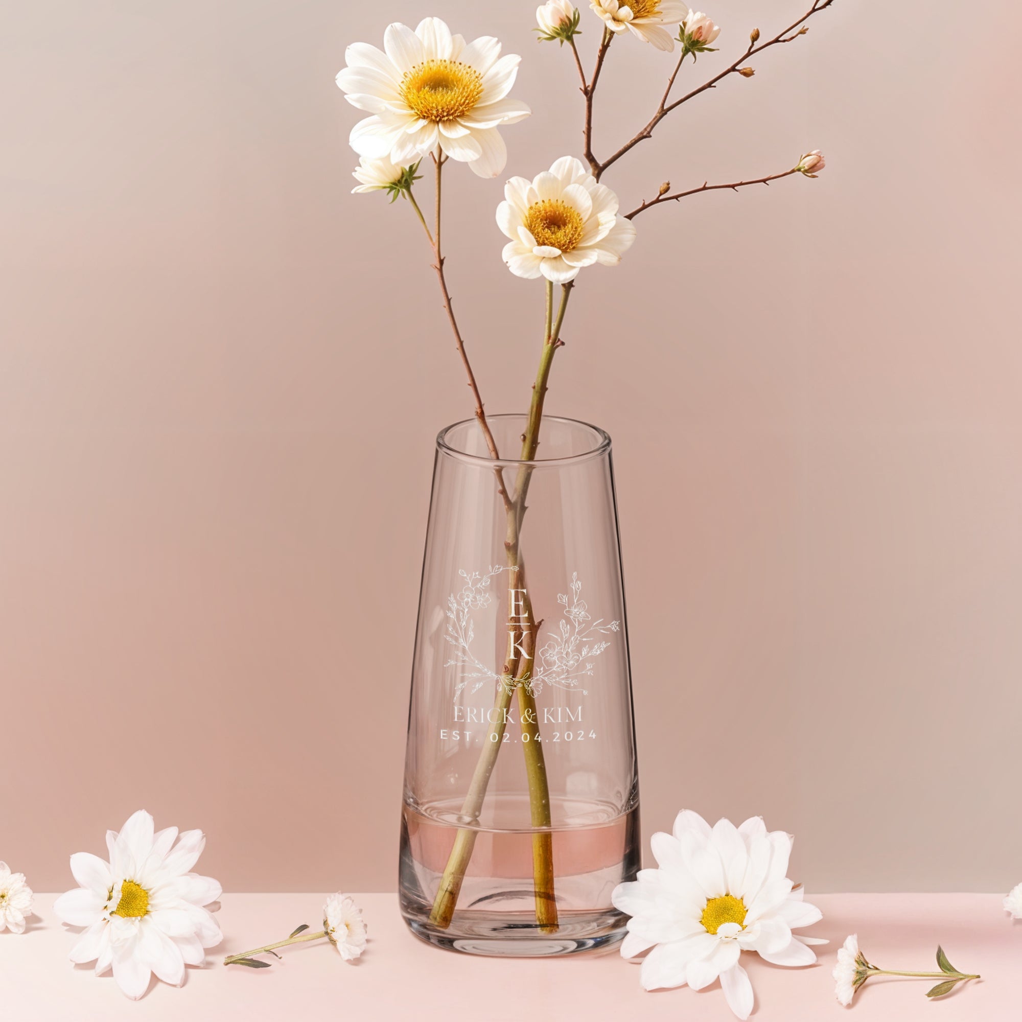 Personalised Small Glass Vase, Custom Engraved Glassware, Home/ Wedding Decor, Bridesmaid Favours, Housewarming, Anniversary, Birthday Gift