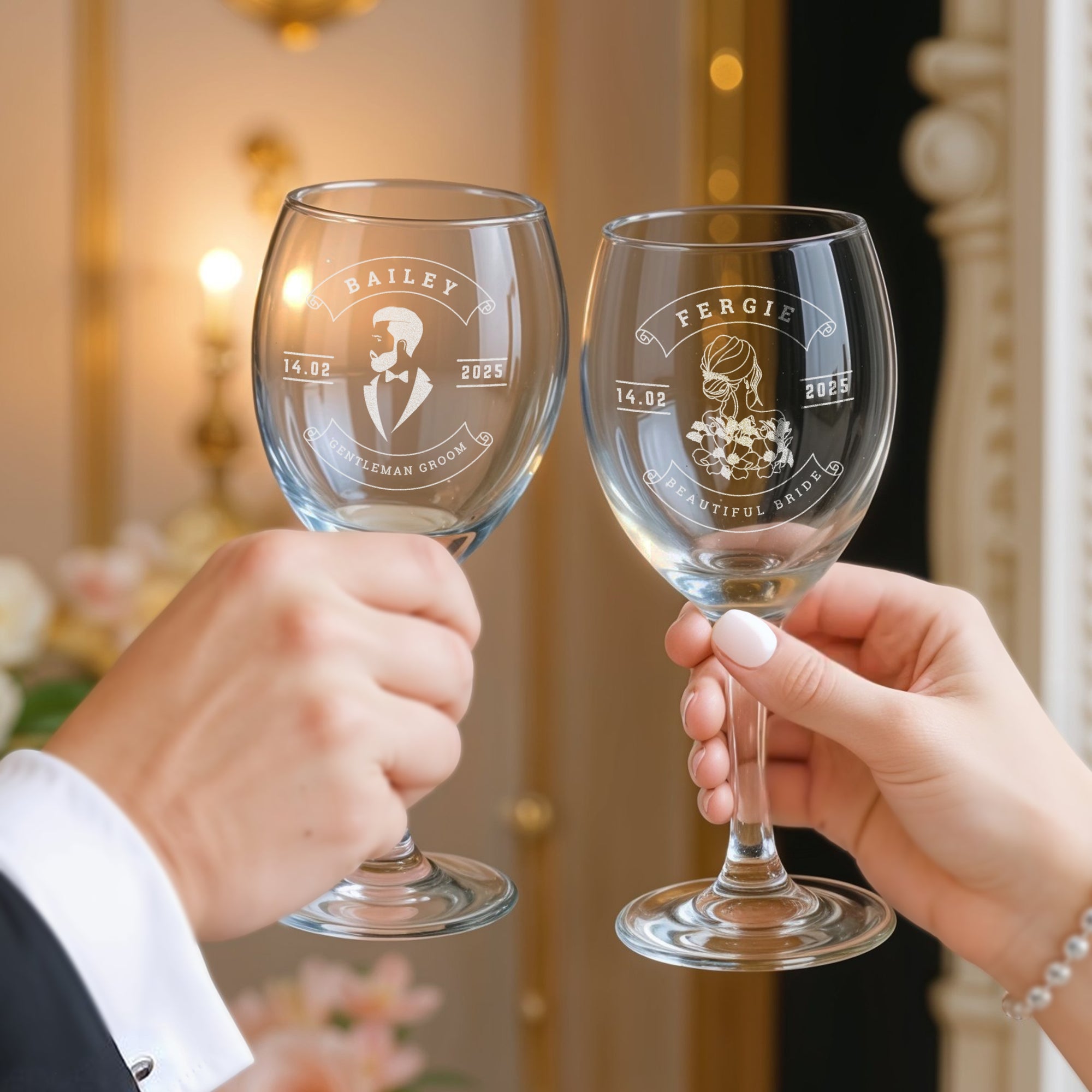 Personalised Clear Wine Glass, Custom Engraved Monogram Beverage Glassware, Logo Barware, Housewarming Birthday Corporate Gift Wedding Favor