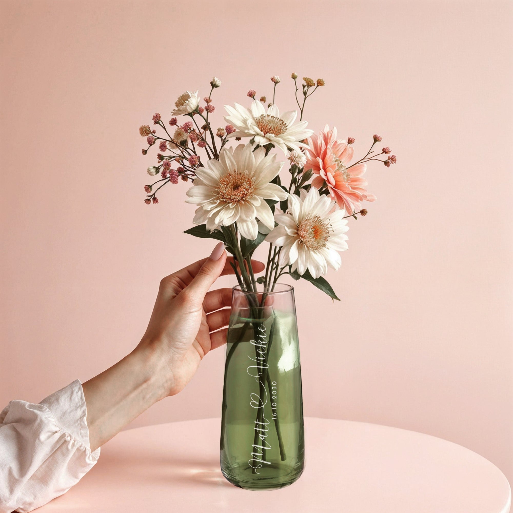 Personalised Small Glass Vase, Custom Engraved Glassware, Home/ Wedding Decor, Bridesmaid Favours, Housewarming, Anniversary, Birthday Gift