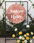 Personalised Couple Names Acrylic Round Wedding Signage, Custom UV Print Mirror Welcome Sign, Engagement/ Anniversary/ Vu Quy/ Tan Hon Decor